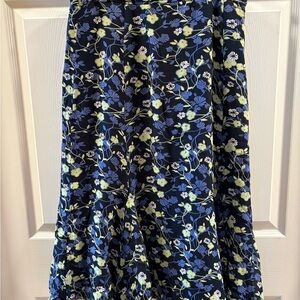 JM Collection Navy Floral A-Line Skirt